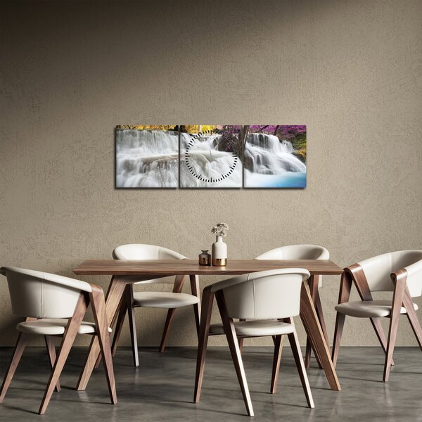 Obraz Erawan vodopádu v lese (s hodinami) (90x30 cm)