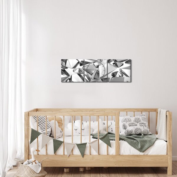 Obraz 3D abstrakce (s hodinami) (90x30 cm)