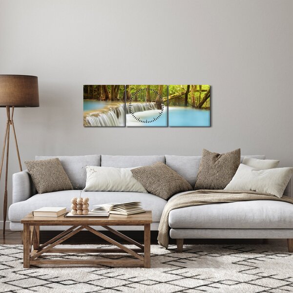 Obraz Huai Mae Kamin vodopádu v lese (s hodinami) (90x30 cm)
