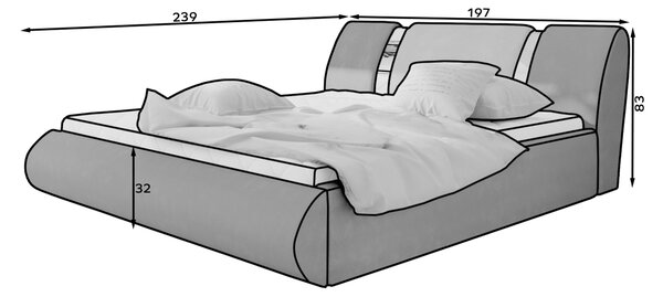 Eltap Čalouněná postel Flavio Materiál a barva potahu: Soft 11, Soft 17 - černá, Rozměr: 140x200
