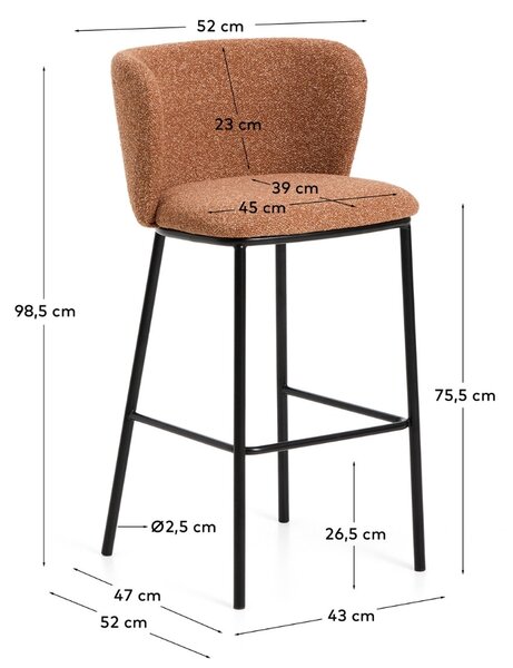 Kave Home Terakotová barová židle Ciselia 75 cm