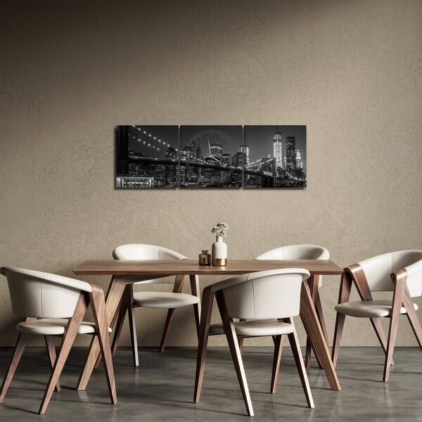 Obraz Brooklyn mostu v New Yorku (s hodinami) (90x30 cm)