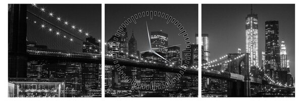Obraz Brooklyn mostu v New Yorku (s hodinami) (90x30 cm)
