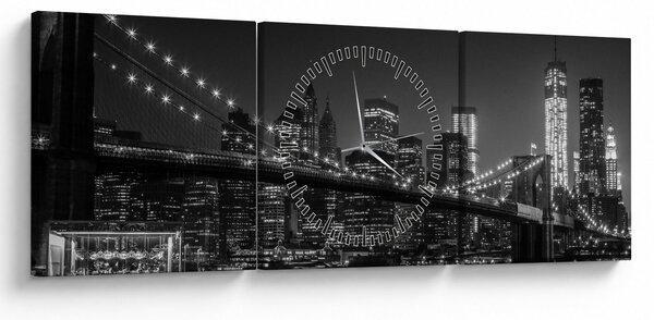 Obraz Brooklyn mostu v New Yorku (s hodinami) (90x30 cm)