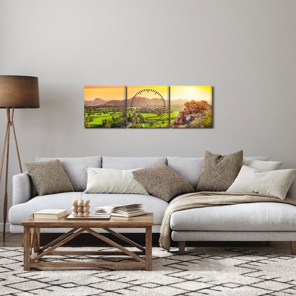 Obraz Hampi údolí v Indii (s hodinami) (90x30 cm)