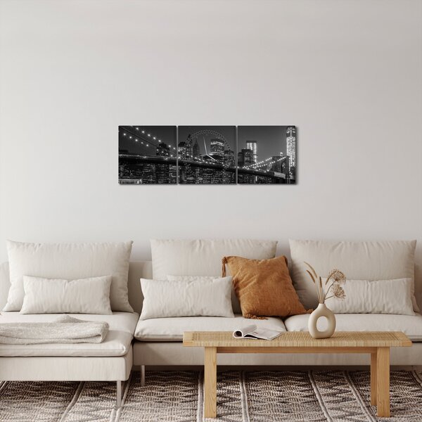 Obraz Brooklyn mostu v New Yorku (s hodinami) (90x30 cm)