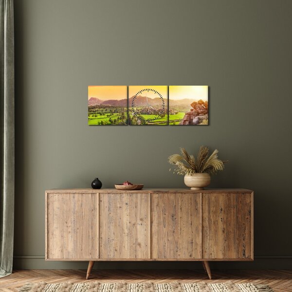 Obraz Hampi údolí v Indii (s hodinami) (90x30 cm)