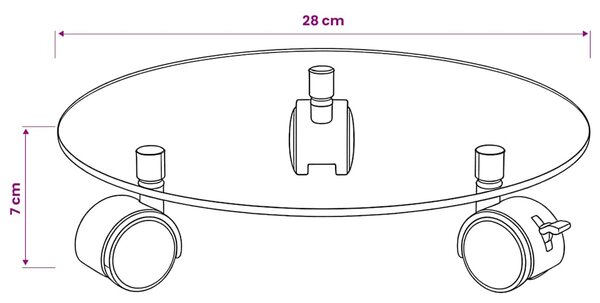 Vozíky pod květináče z tvrzeného skla 2 ks kulaté 28 cm 245691