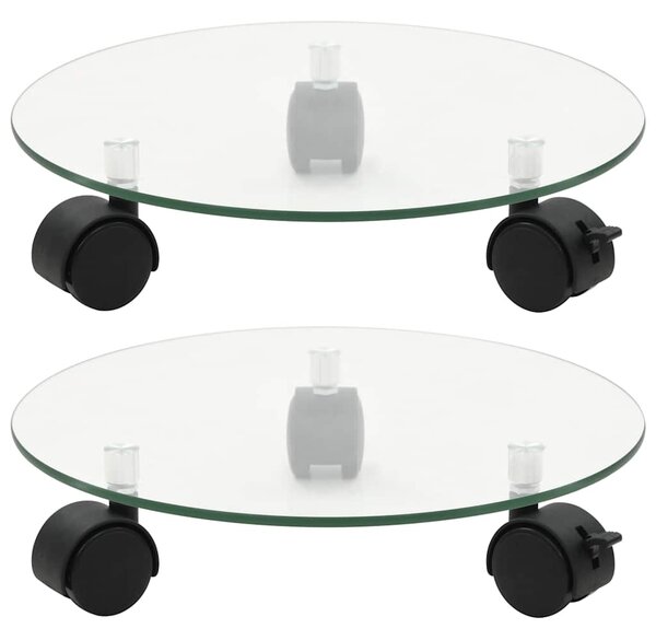 Vozíky pod květináče z tvrzeného skla 2 ks kulaté 28 cm 245691