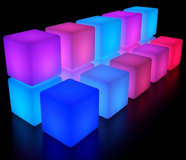 LED svítící stolek/taburet, 60 x 60 x 60 cm