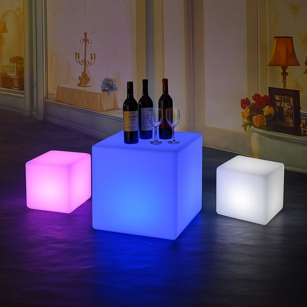 LED svítící taburet, 30 x 30 x 30 cm