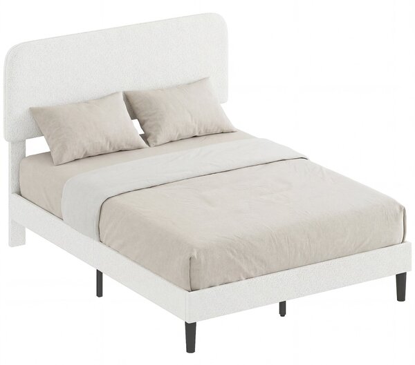 HOMCOM čalouněná dvoulůžková postel 140 × 190 cm — nastavitelný čelo, 12 lamel, úložný prostor, tichá konstrukce, bílá | Aosom