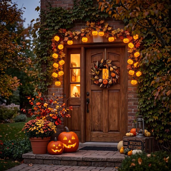 Halloweenský světelný řetěz s dýněmi 20 LED 5,3 m SPRINGOS CL4178 teplá oranžová