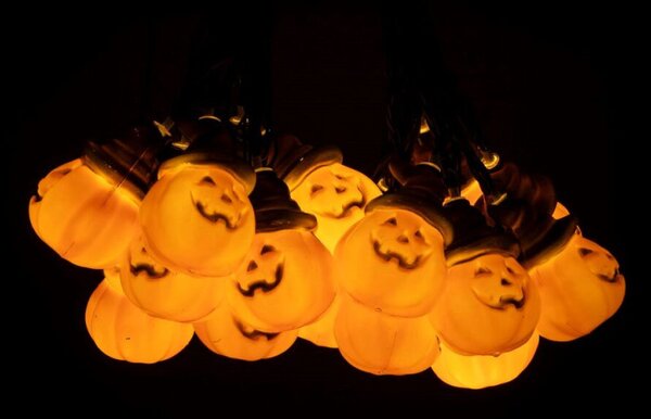 Halloweenský světelný řetěz s dýněmi 20 LED 5,3 m SPRINGOS CL4178 teplá oranžová