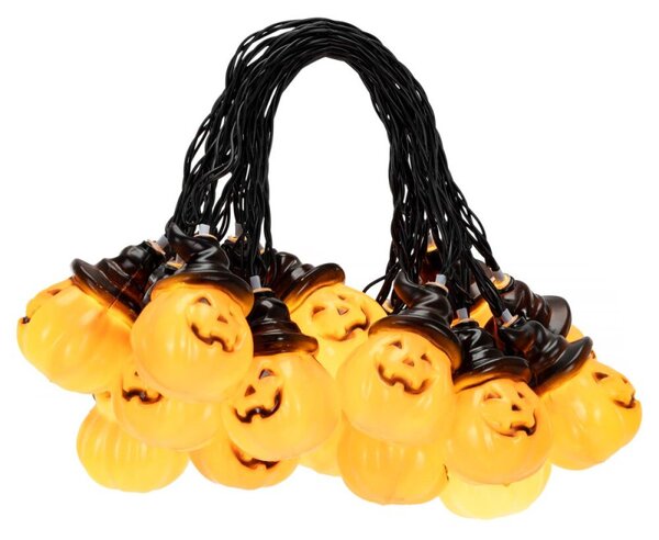 Halloweenský světelný řetěz s dýněmi 20 LED 5,3 m SPRINGOS CL4178 teplá oranžová
