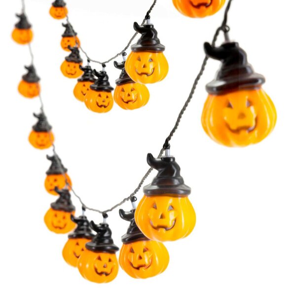 Halloweenský světelný řetěz s dýněmi 20 LED 5,3 m SPRINGOS CL4178 teplá oranžová