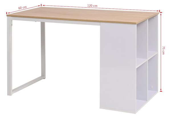 Psací stůl 120 x 60 x 75 cm dub a bílý 245720