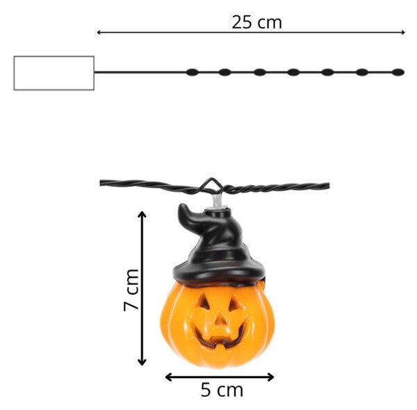 Halloweenský světelný řetěz s dýněmi 20 LED 5,3 m SPRINGOS CL4178 teplá oranžová