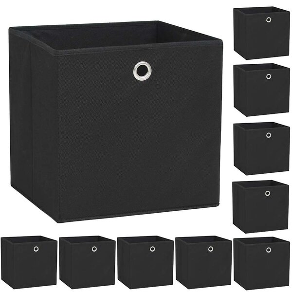 Úložné boxy 10 ks netkaná textilie 32 x 32 x 32 cm černé 245746