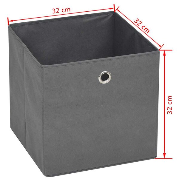 Úložné boxy 4 ks netkaná textilie 32 x 32 x 32 cm šedé 245747