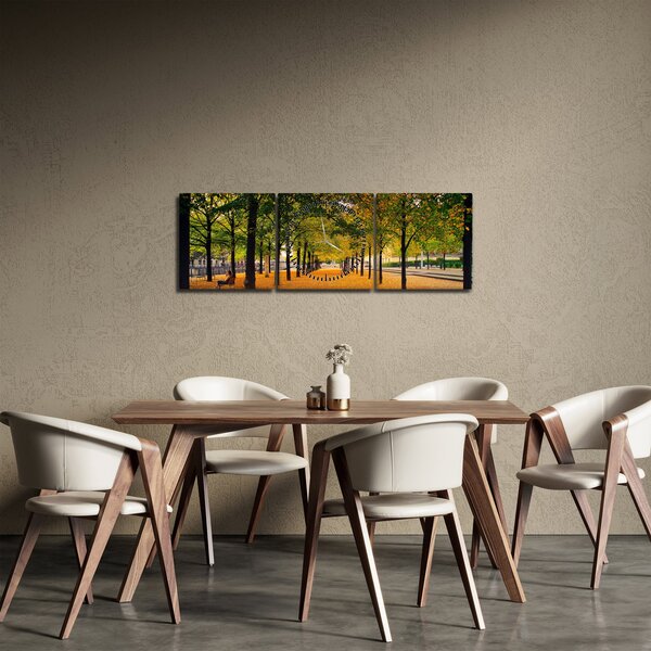 Obraz aleje podzimních stromů (s hodinami) (90x30 cm)