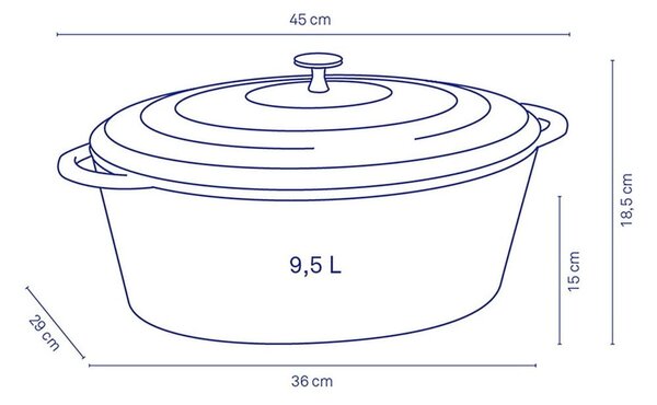 Červený litinový hrnec Kela Calido, šířka 36 cm