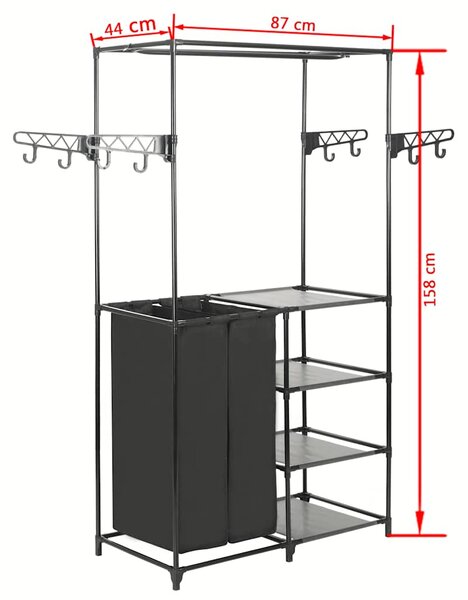 Stojan na oblečení ocel a netkaná textilie 87x44x158 cm černý 245743
