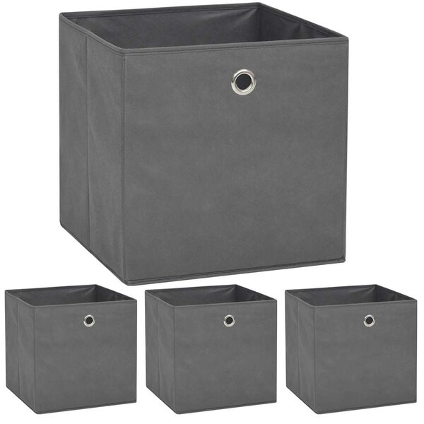 Úložné boxy 4 ks netkaná textilie 32 x 32 x 32 cm šedé 245747