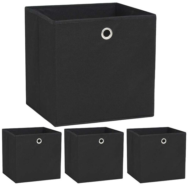 Úložné boxy 4 ks netkaná textilie 32 x 32 x 32 cm černé 245745