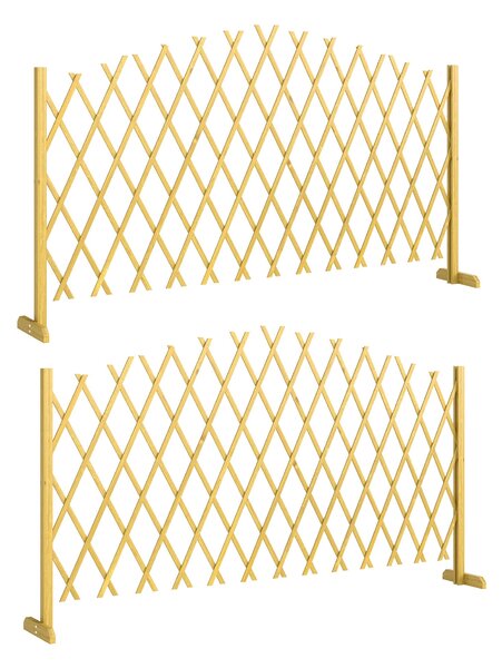 Outsunny sada 2 rozkládacích dřevěných panelů — dekorativní zástěna na terasu, 180 x 30 x 103 cm, přírodní | Aosom