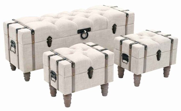 Sada úložných lavic 3 kusy masivní dřevo a ocel 112x37x45 cm 245762