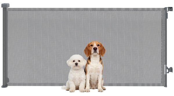 PawHut vysouvací bezpečnostní brána pro psy — až 180,3 cm šířka × 93 cm výška, ovládání jednou rukou, šedá | Aosom