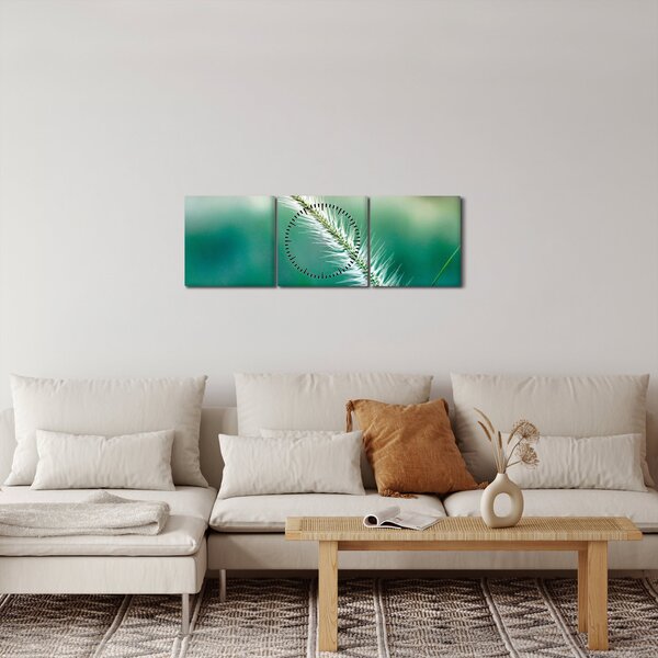 Obraz stébla trávy (s hodinami) (90x30 cm)
