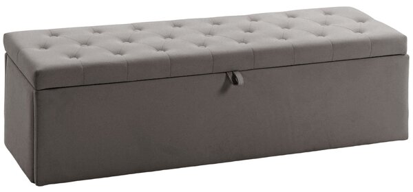 HOMCOM sametový úložný taburet 141 l, 137 × 41 × 42 cm, kartáčovaný samet, nosnost 240 kg, šedý | Aosom