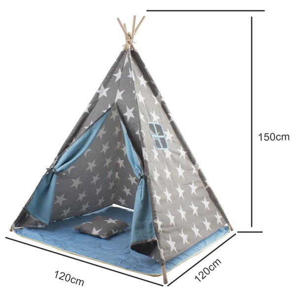 Aga4Kids Dětské Teepee Hvězdy Šedomodré