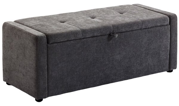 HOMCOM úložná lavice, čalouněná otománka se širokým sedadlem a úložným prostorem, 122 × 48 × 44 cm, tmavě šedá | Aosom