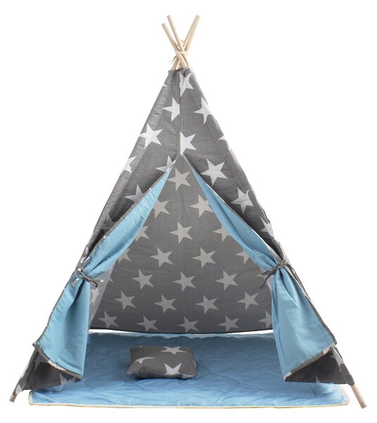 Aga4Kids Dětské Teepee Hvězdy Šedomodré