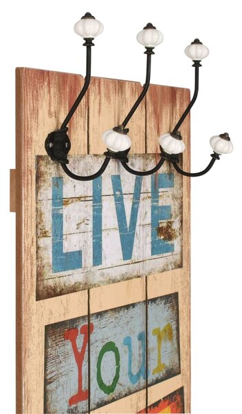 Nástěnný věšák na kabáty LIVE LIFE s 6 háčky 120 x 40 cm 245849