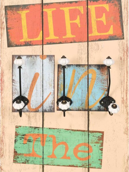 Nástěnný věšák na kabáty LIVE LIFE s 6 háčky 120 x 40 cm 245849