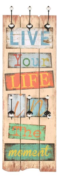 Nástěnný věšák na kabáty LIVE LIFE s 6 háčky 120 x 40 cm 245849