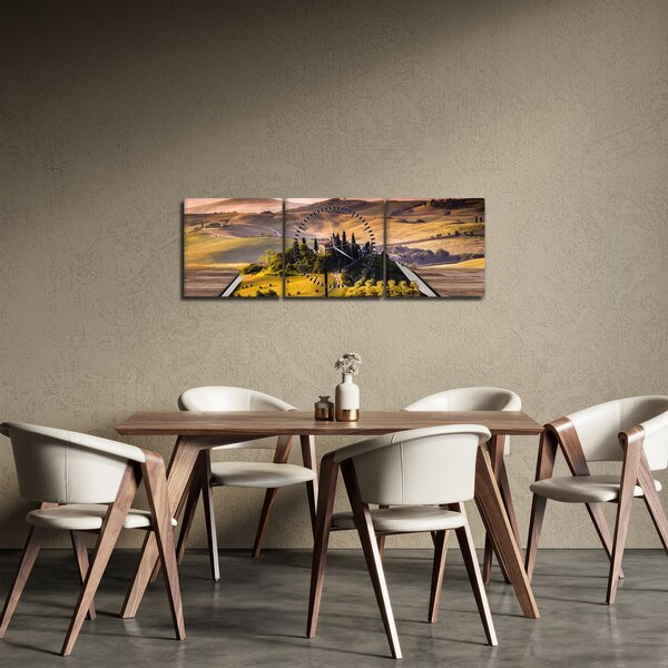 Obraz krajiny v knize (s hodinami) (90x30 cm)