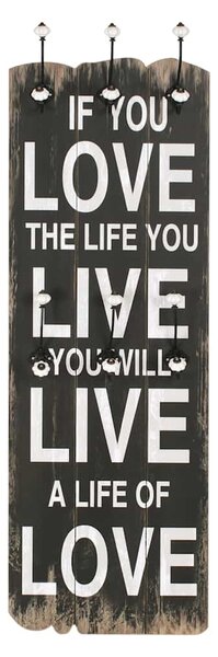Nástěnný věšák na kabáty LOVE LIFE s 6 háčky 120 x 40 cm 245853