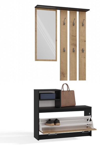 TP Living Předsíňová stěna GARDE 85 cm antracitová/dub artisan