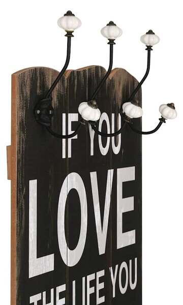 Nástěnný věšák na kabáty LOVE LIFE s 6 háčky 120 x 40 cm 245853