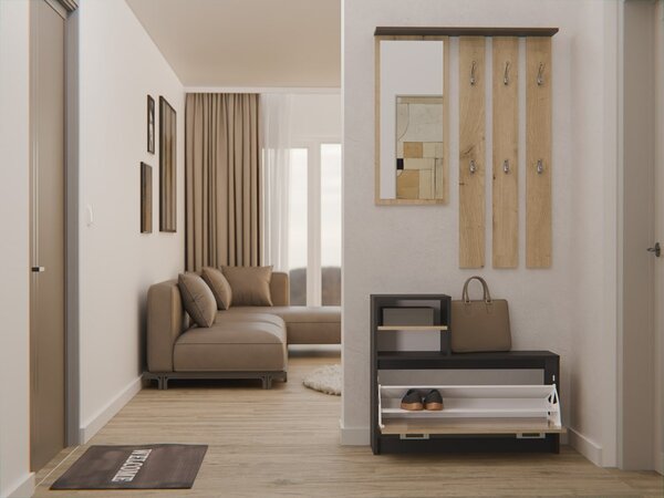 TP Living Předsíňová stěna GARDE 85 cm antracitová/dub artisan
