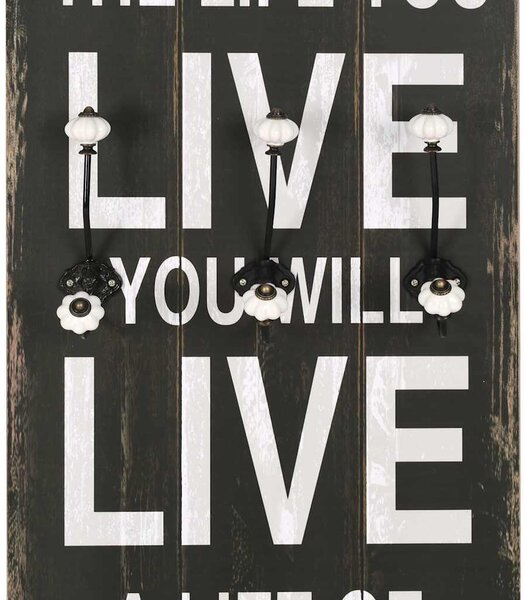 Nástěnný věšák na kabáty LOVE LIFE s 6 háčky 120 x 40 cm 245853
