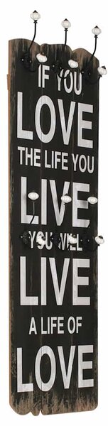 Nástěnný věšák na kabáty LOVE LIFE s 6 háčky 120 x 40 cm 245853