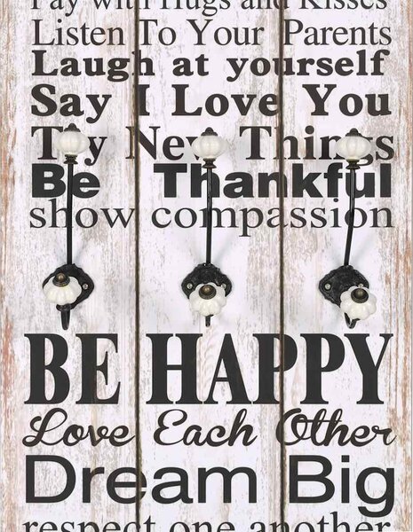 Nástěnný věšák na kabáty FAMILY RULES s 6 háčky 120 x 40 cm 245854