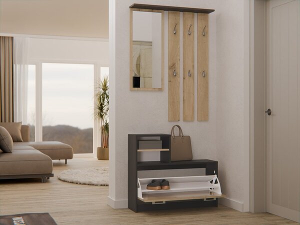TP Living Předsíňová stěna GARDE 85 cm antracitová/dub artisan