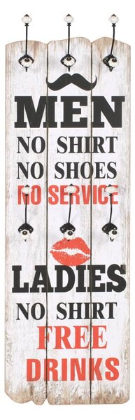 Nástěnný věšák na kabáty MEN LADIES s 6 háčky 120 x 40 cm 245852
